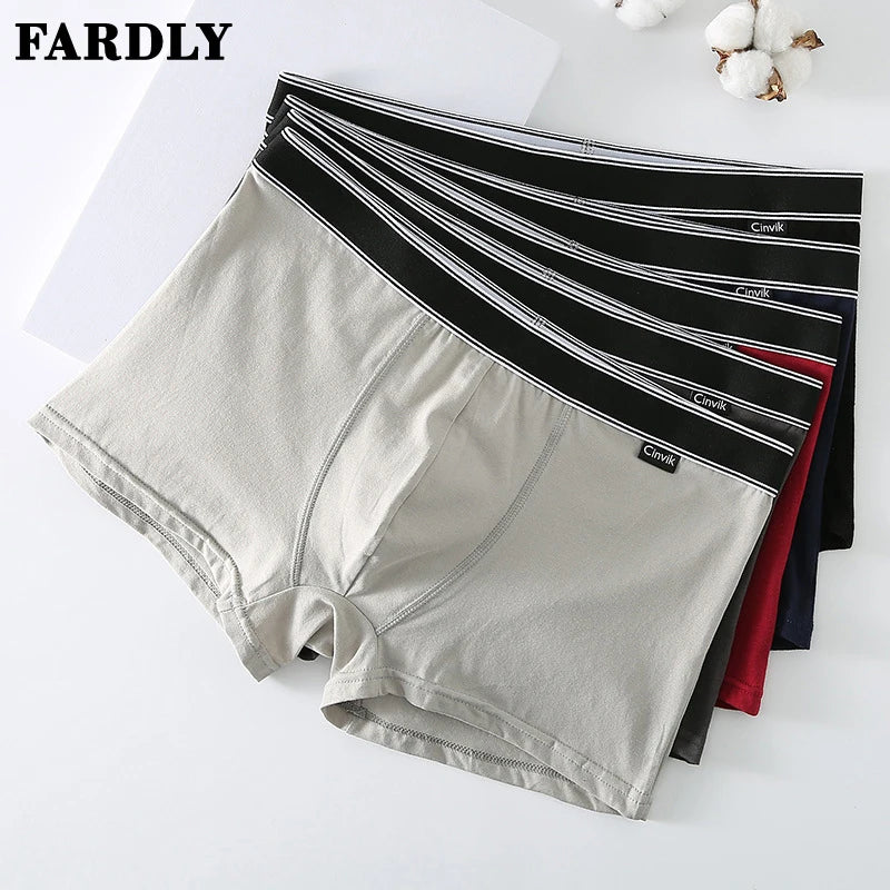 FARDLY Men's Mid-Rise Boxer Shorts Solid Color Sports Underpants Breathable Fashion Pants with Wide Band