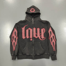 Custom Distressed Acid Wash No String Unisex Reversible Hoodies Cotton Oversized Embroidery Patches Cropped Raw Hem Hoodie Men