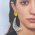 J&D 18k Gold Stainless Steel Glass Pearl Shell Tassel Earrings Nautical Inspired Jewelry Ocean Wearing