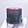 Natural Fluorite Candle Holder Healing Crystals Tealight Candle Holder for Home Decor Desktop Air Plant Succulent Stone Holder