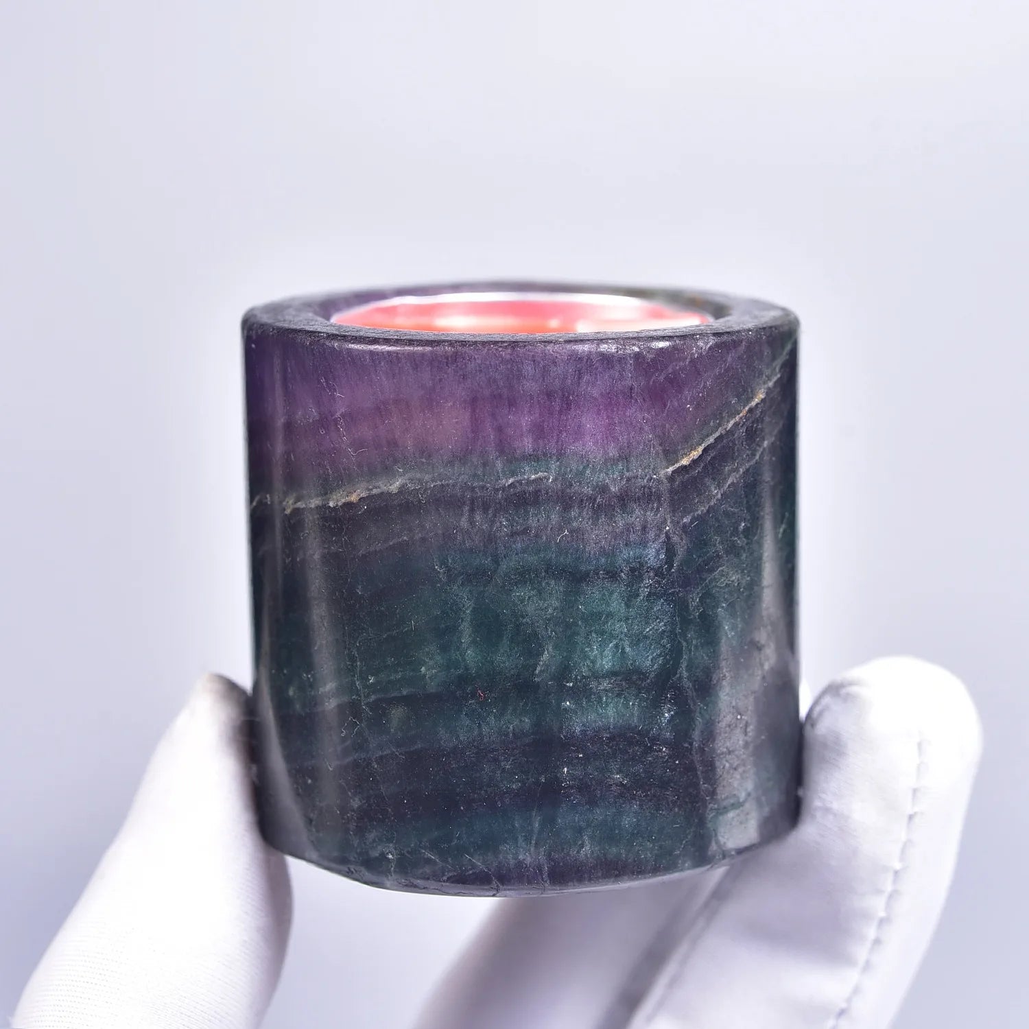 Natural Fluorite Candle Holder Healing Crystals Tealight Candle Holder for Home Decor Desktop Air Plant Succulent Stone Holder