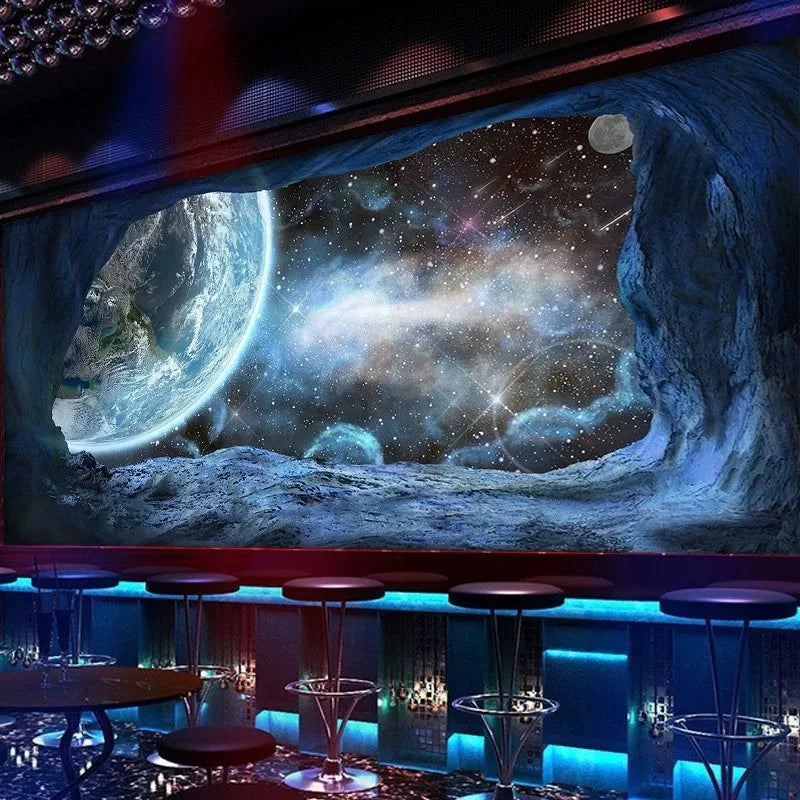 3D Starry Sky Wallpaper Science And Technology Museum E-Sports Hotel Universe Moon Background Wall Cloth Bar Ktv Box Wallpaper