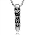 Rock Hippie Punk Style Bullet Pendant With Skulls Stainless Steel Charm Fine Necklace