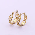 Women's Jewelry Hollow Heart Hoop Earrings Gold Plated Stainless Steel Korean Trendy Customized Logo Accept 12 Pairs CN;GUA