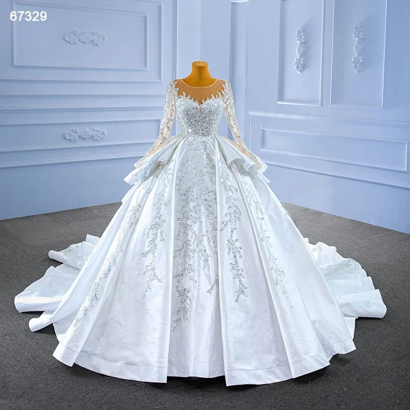 Jancember Rsm67329 Luxury Sequin Beading Elegant Designer Plus Size Bridal Gown Wedding Dress