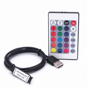 Factory Direct Sale 5V USB RGB LED Strip Controller 24 Keys IR Remote Control 4 Pin Dimmer for LED Light Strips
