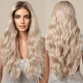Japan Fiber 13*4 Lace Frontal Blonde Synthetic Wig Long Ombre Blonde Wave Lace Wig for Women Natural Hairline Wig