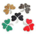 5.5cm Green Red Gold Black Four Leaves Rhinestone Motif Hot Fix Strass Clover Applique Clothing Shoes Bags Iron on Patches