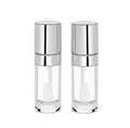 Custom Silver 10ml Empty Round Lipgloss Wand Tube Containers Packaging Plastic Big Brush Lip Gloss Tubes With Applicator