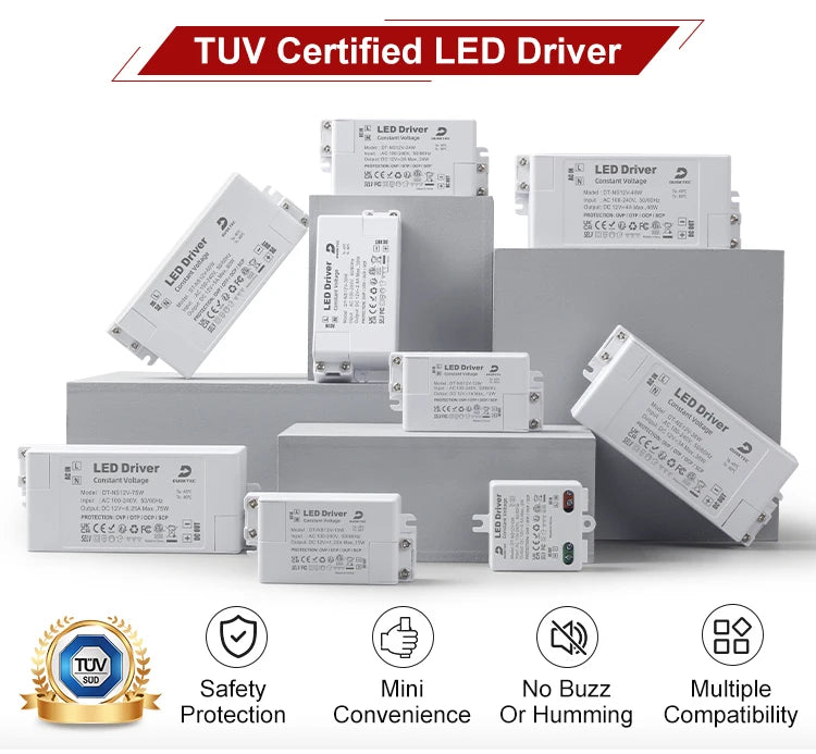 TUV Approved 12V 24V 15W 30W 60W Wide Voltage 220V Switching Power Supply Constant Voltage Compact Size LED Driver