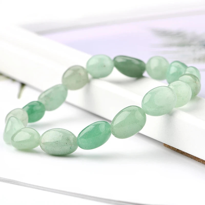 Healing Crystal Natural 8-10mm Green Aventurine Wholesale for Jewelry Tumbled Nugget Bracelet