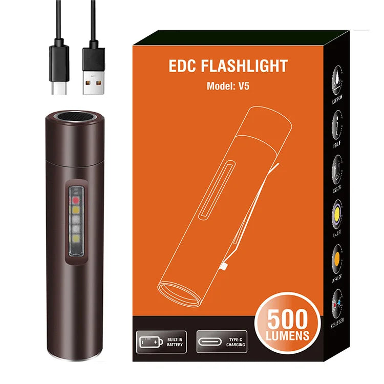 Boruit V5 Mini Aluminum Alloy Led Flashlight Torch Portable Multifunctional EDC