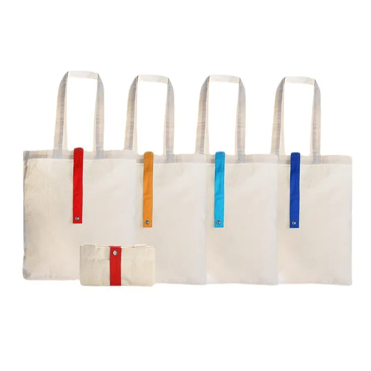Custom Logo Print Superet Folding Canvas Tote Bag Roll up Cotton Canvas Shopping Bags