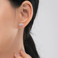 925 Sterling Silver Trendy Platinum Plated Jewelry for Women Girls Asymmetric Cute Blue Enamel Eyelashes Ghost Eye Stud Earrings