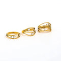 Joolim High End 18K Gold Plated Multi-layer Dainty Zirconia Hollow Waved Stainless Steel Ring for Women MegaBDM