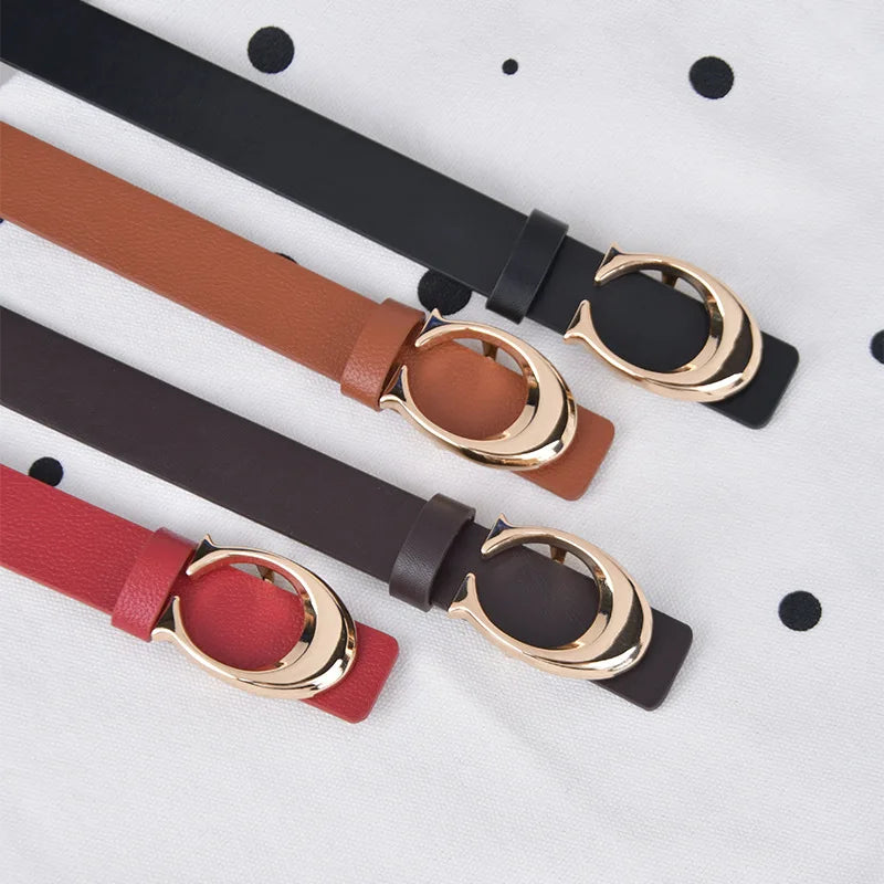 C Buckle Double-sided Belt PU  Leather Belt for Pants Female Belt Fashion Decoration