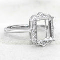 Sterling Silver 8*10mm Semi Mount Ring Square Shape Empty Frame Blank Claws Setting S925 Base Without Center Stone for Inlay DIY