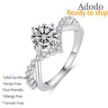 Simple Dainty 925 Sterling Silver Round Cut 1ct VVS GRA Colored Moissanite Jewelry Crisscross Band Rings for Couple Gift