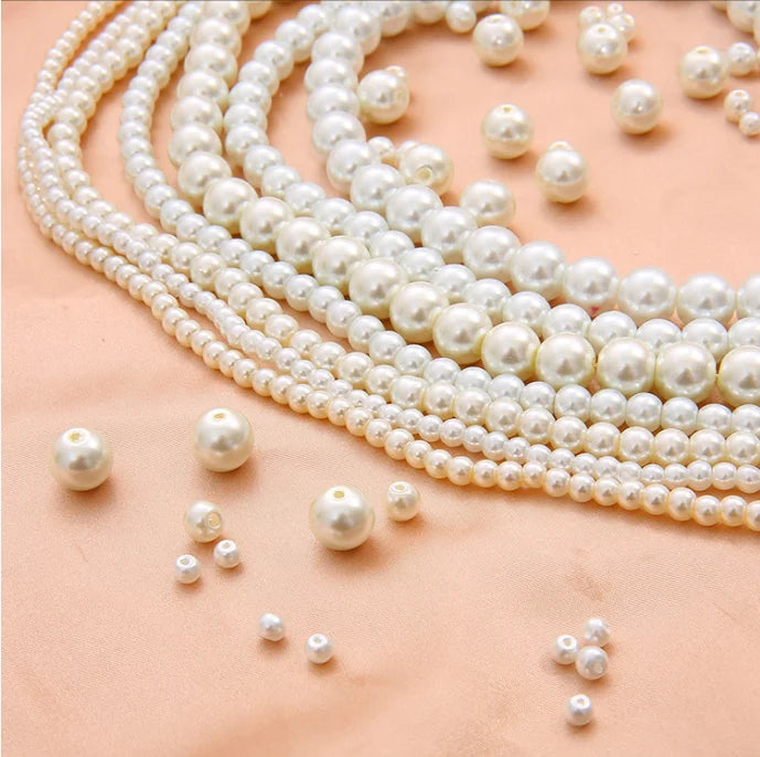 Factory Cheap Price Color Imitation Glass Pearl Round Beads Handmade DIY Necklace Accessories Loose Pearl Beads