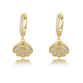 Luster 14k Gold Plated D White Zircon 925 Sterling Silver Gemston Jewelry Women Earrings With Sector Shape