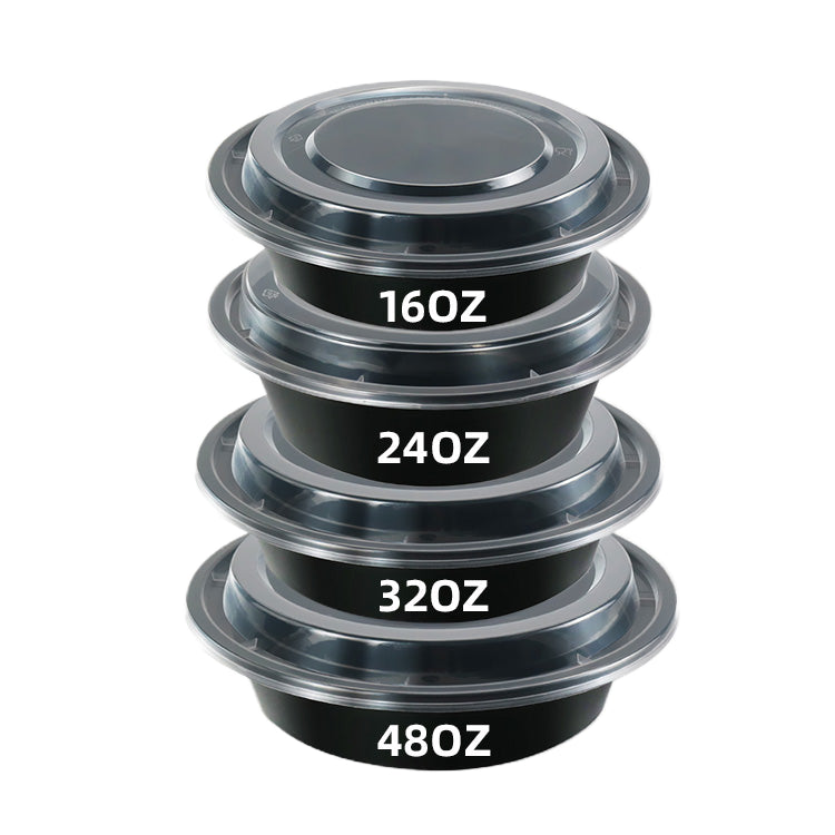American Style Round Plastic Food Container With Transparent Lid Microwaveable Disposable Fast Food Lunch Boxes