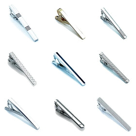 Wholesale Men Clip on Ties Accessory Gift Box De Corbata Classic Custom Engraved Men's Tie Bar Set Black Plated Tie Clip for Men