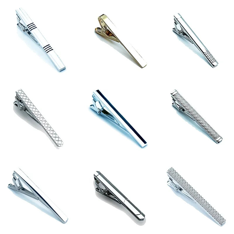 Wholesale Men Clip on Ties Accessory Gift Box De Corbata Classic Custom Engraved Men's Tie Bar Set Black Plated Tie Clip for Men