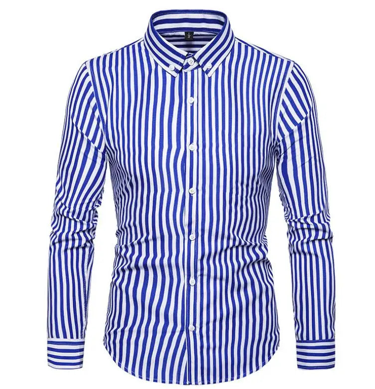 Wholesale Business Work Office Casual Striped Shirts Cheap Long Sleeve Casual Big Size Social Formal Dress Shirts for Mens