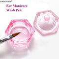 GREENKEM Acrylic Powder Liquid Bowl  Pink Wash Pen Cup Holder Equipment Crown Crystal Glass Nail Cup
