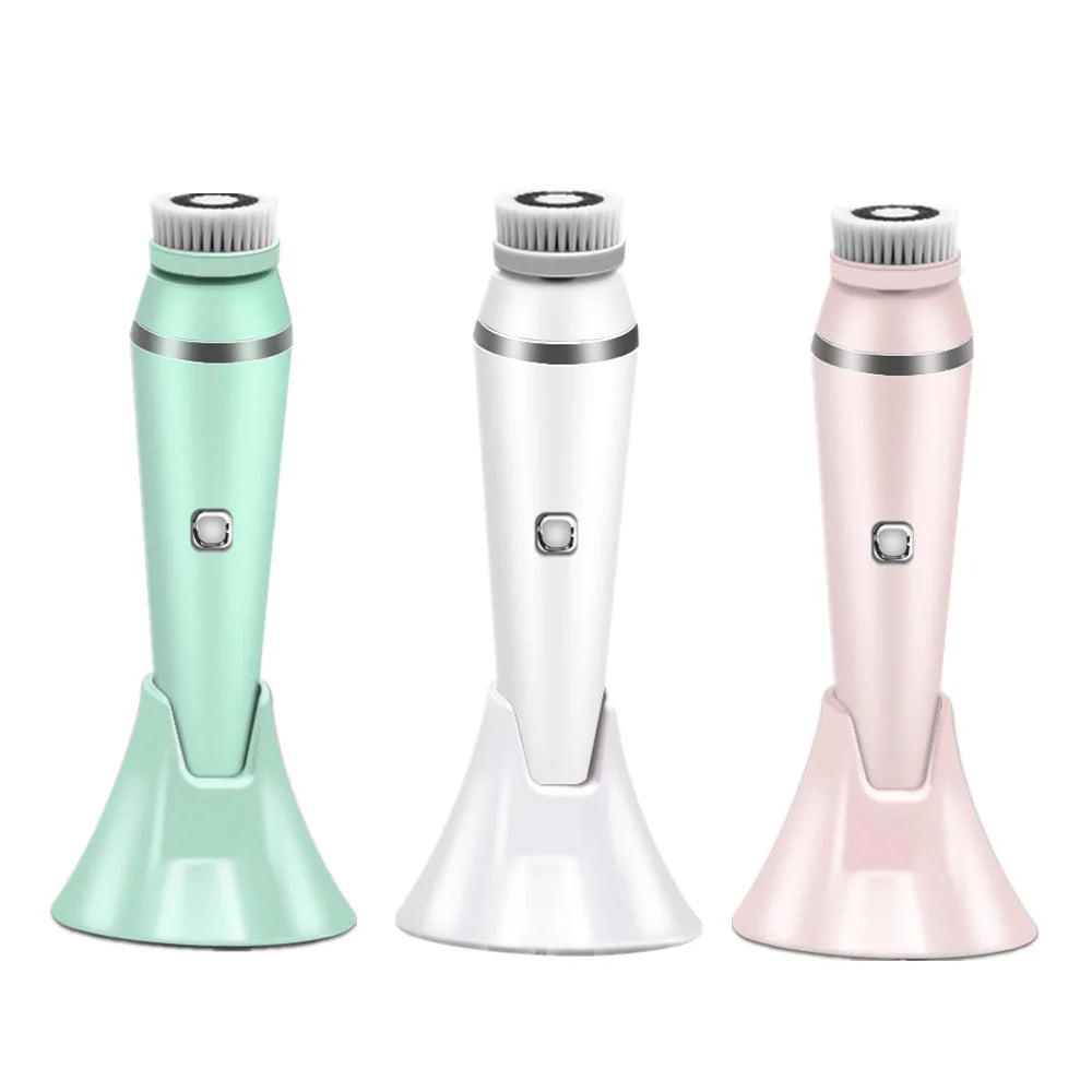 Portable Multifunctional Electric Smart Silicone Face Exfoliator Cleaning Device Face Massage Roller Facial Cleaning Brush