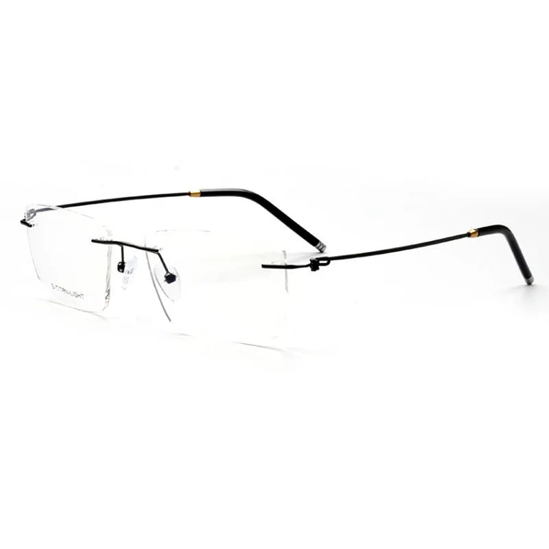 Stock Men's Square Rimless Custom Prescription Glasses High Quality Lightweight Flex Beta Memory Titanium Eyeglasses Frames