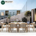 Customizable Modern Style Outdoor Teak Terrace Dining Table Chair Set for Courtyard Park Farmhouse Use Villa Furniture Sales