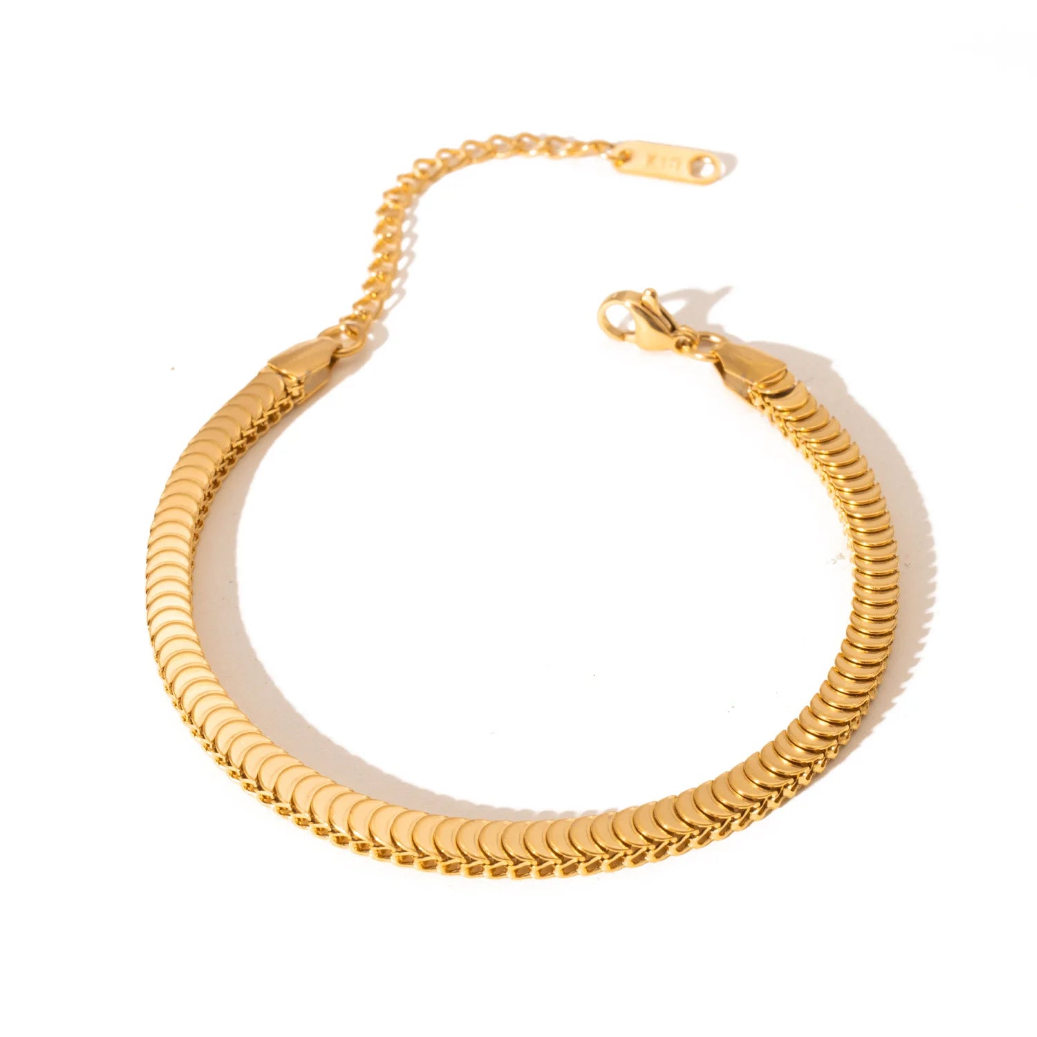 Waterproof Jewelry Thick Soft Stacked Chain Snake Chain Bracelet 18K Gold Plated Stainless Steel Fish Scale Bracelet YF3332