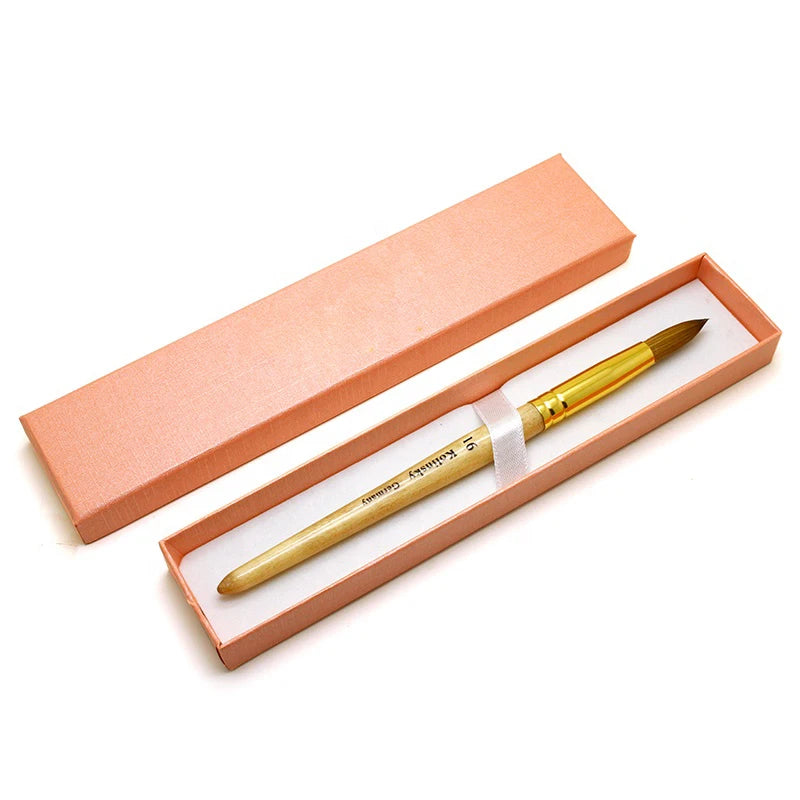 Professional Wooden Handle  Golden Pipe Gel Germany Kolinsky Acrylic Nail Art Brush for Nails With Different Sizes