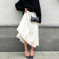 Good Selling Solid Color Back-Zip High Waist Casual Fashion Puff Ball Balloon Bubble Skirt Satin Women's Skirts Long
