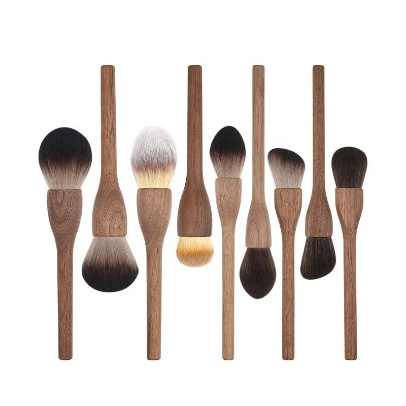 9 PCS Luxury Vegan Makeup Brush Sets with Wooden Handle Private Label for Face Concealer & Shaving Brush