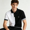 Men's Knitted Cotton Silk for Shirt Black White Block Design Luxury Business Casual Top Breathable Custom Logo Ready Ship