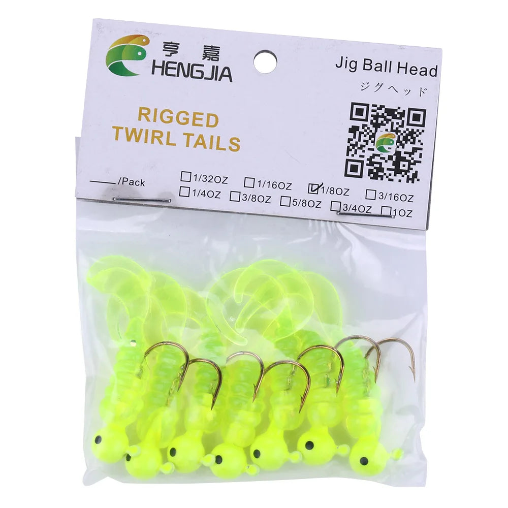 7PCS/BAG Cheap Factory Price Plastic Material Lure Single Ball Tail Soft Bait for Sale