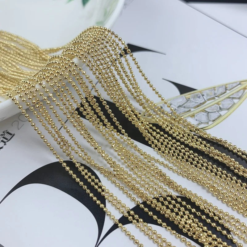 Wholesale Necklace Copper Plated 18k Gold Beads Chain Metal Jewelry Fashion Necklaces Women