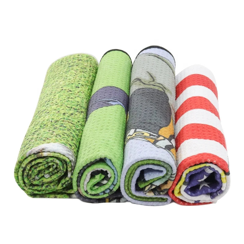 Customized Microfiber Golf Towels Embroidered Logo Soft Highly Water Absorbent Customizable Colors Promotional Waffle Design MegaBDM
