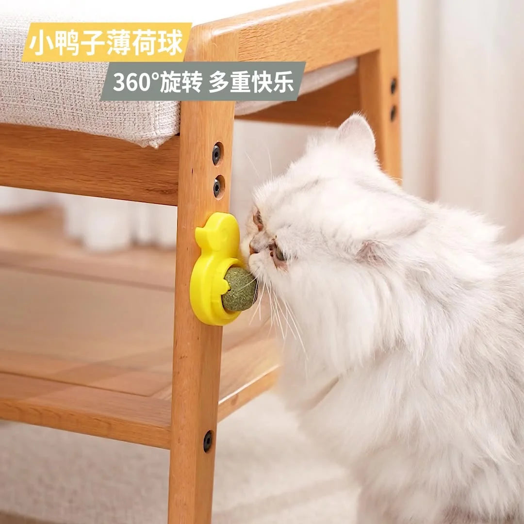 Duck Spinning Mint Ball for Cat Safe Healthy Snacks Natural Plant-Based Catnip Balls Cats Toys