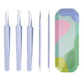 Professional Stainless Steel Pimple Popper Tool for Face Blackhead Removal with Needle and Plastic Tube Home Use Beauty Care