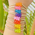 Gummy Bear Charm Beaded BraceletStainless Steel Gold Beads BraceletTeddy Bear Charms for Bracelets