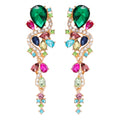 Charming Colorful Crystal Dangle Earrings Long Drop Zircon Earrings Bridal Wedding Rhinestone Statement Earrings Gifts for Women
