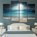 Artwork Manufacturers Framed 4Pcs Modern Wall Art Home Decoration Painting Canvas Prints Pictures Sea Scenery With Beach