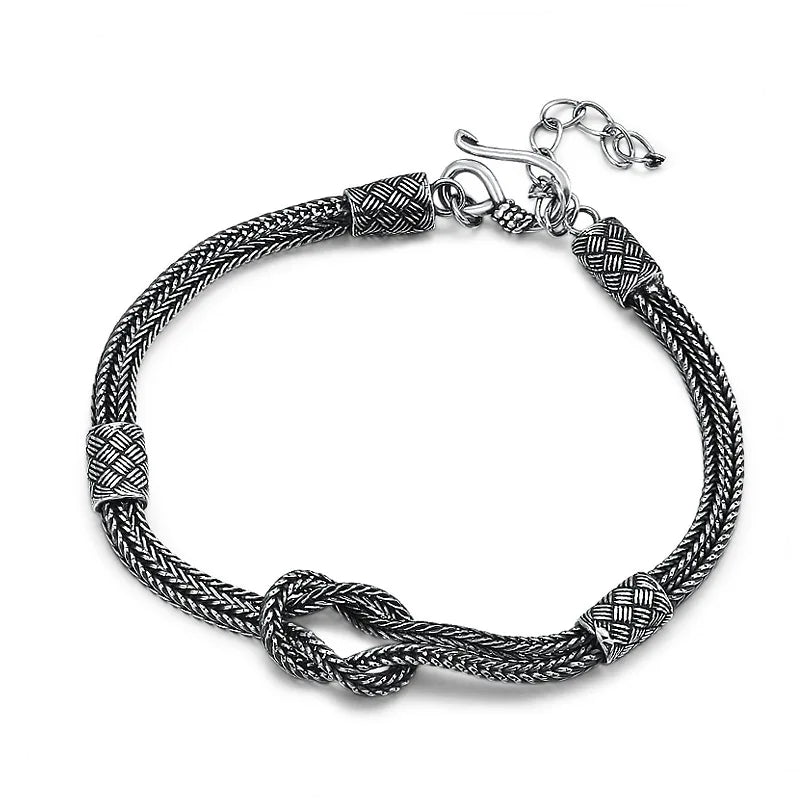 Foxtail Couple Bracelet Real Pure 925 Sterling Silver Men and Women Bracelet Hiphop Retro Braided Bracelet Wedding Accessories