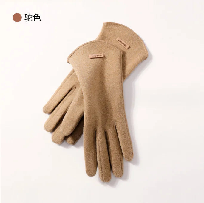 Youki Autumn and Winter Solid Color Derong Outdoor Cycling Touch Screen Windproof and Warm Gloves for Women