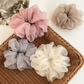 Women Sweet Gentle Chiffon Scrunchies Hair Ties Solid Color Mesh Versatile Big Organza Hair Elastic Band for Lady Hair Ropes