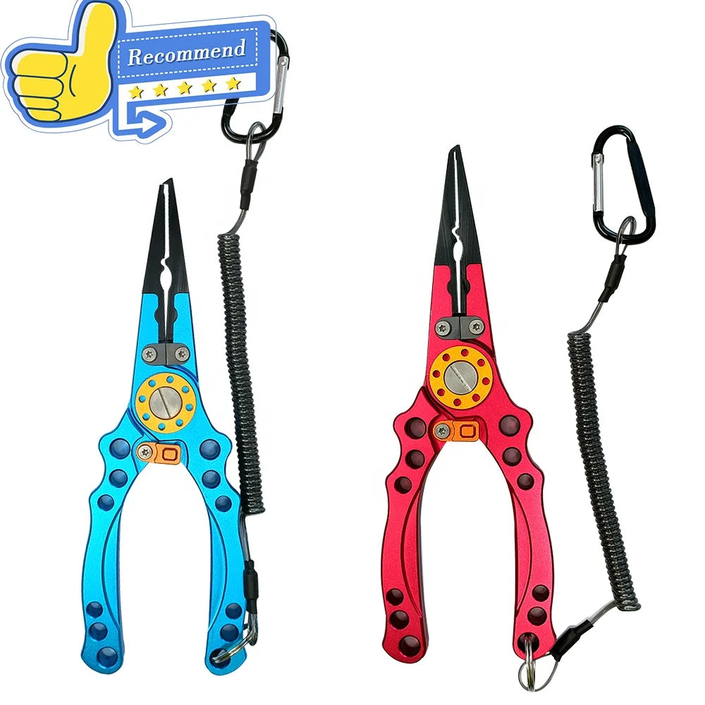 Newbility Concision Wire Cutter Coiled Lanyard and Sheath Aluminium Alloy Lanyard and Nylon Bag Fishing Plier