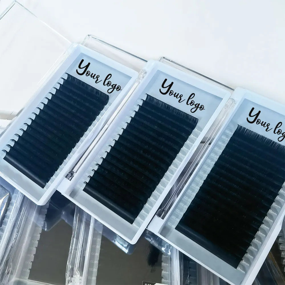 Custom Box Matte Black Volume Lashes Supplies Velvet Lash Extensions Individual Cashmere Mink Silk Eyelash Extensions Trays